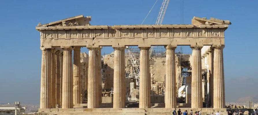 East side view of the Parthenon on the Acropolis of Athens