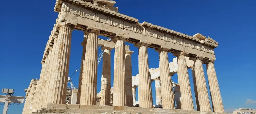 East side view of the Parthenon on the Acropolis of Athens