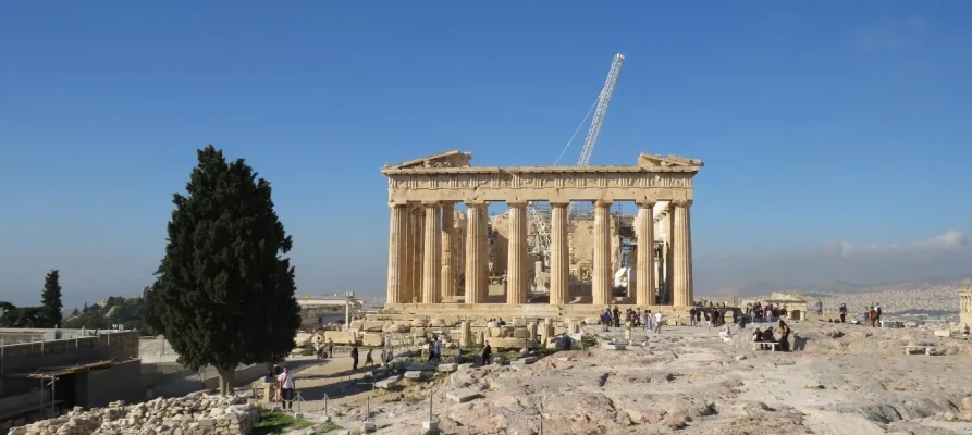 East side view of the Parthenon on the Acropolis of Athens