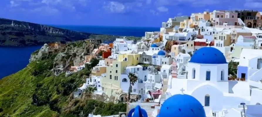 The domed churches and blue and white house of Santorini. Seen as part of the Santorini: 6-hour Classic Panorama Private Tour