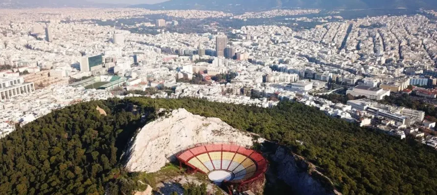 View from above the arena of Mount Lycabettus in Athens